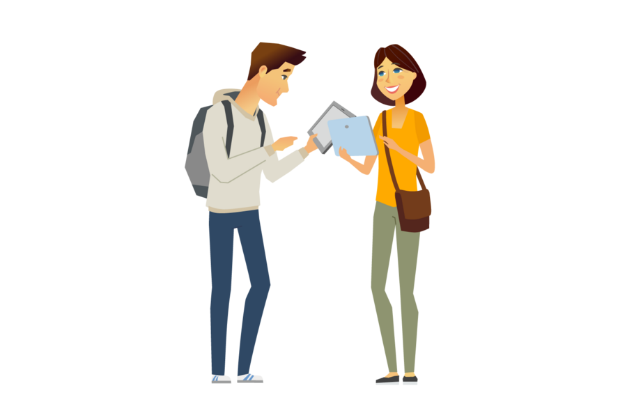 Student und Studentin als Comic