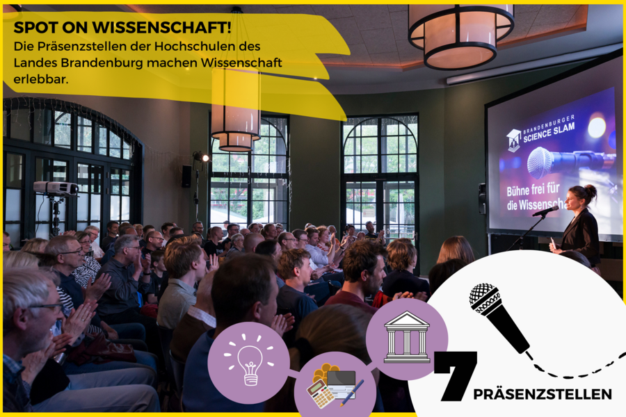 Ein großer Saal voller Zuhörer beim Science Slam